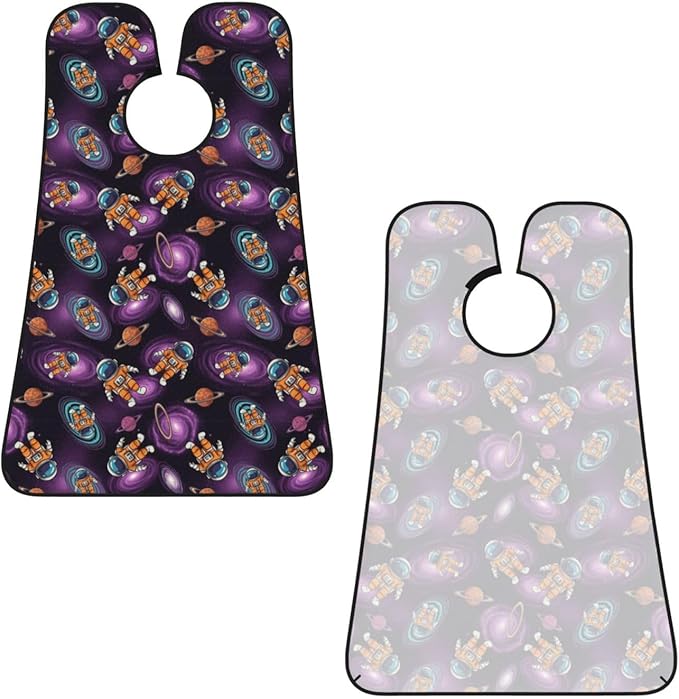 Adjustable Beard Catcher Apron, Purple Galaxy Trippy Space Astronauts Shave Bib, Non-Stick Waterproof Grooming Bib, Shaving Essential for Men Dad Christmas