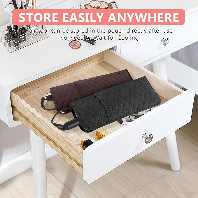 Heat Resistant Hair Tools Organizer Bag Portable Travel Storage Cover Pouch for Hair Straighteners, Curling Irons, Flat Irons and Hot Styling Tools(13.8" x 5.5")