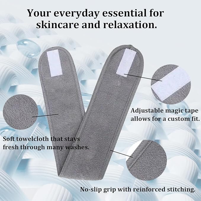 4 Pack Adjustable Makeup Headbands – Non-Slip Spa & Facial Hair Wrap, Washable Headband for Shower, Yoga, Gym, Salon & Home Use (Fits All),HZFD-BB