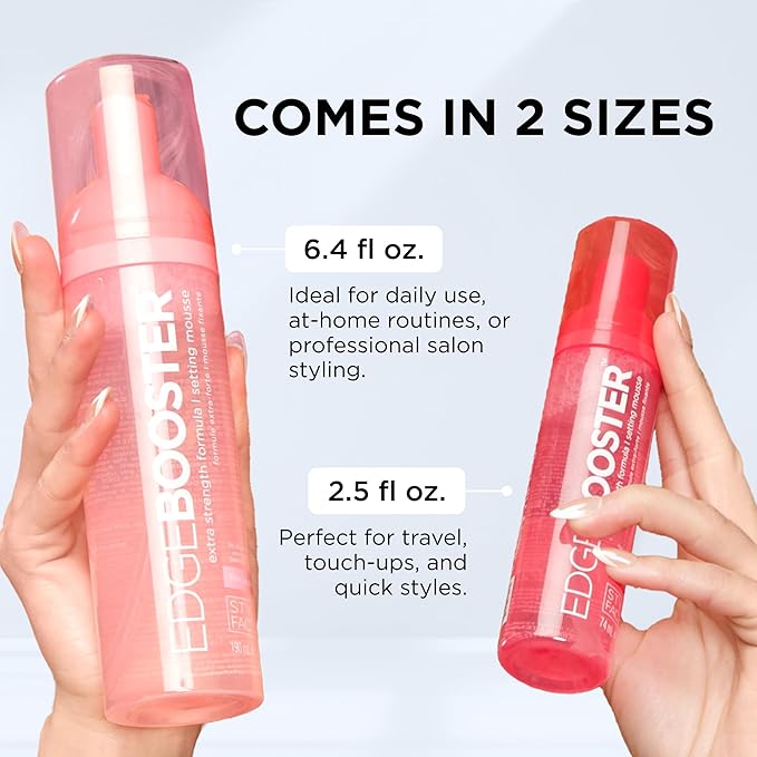 Style Factor EDGE BOOSTER Extra Strength Setting Mousse – Frizz Control, Extra Volume, and Conditioning – 6.4oz Blue Sapphire Mousse for Curly Hair