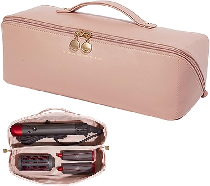 Travel Case Compatible with Dyson Airwrap Styler, Portable Supersonic Hair Dryer Travel Storage Bag, Waterproof Carrying Case Organizer for Shark Flexstyle and Attachments (Rose Pink)