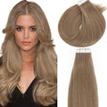 Lacer Hair Extensions Tape in Human Hair Chestnut Brown Skin Weft Remy Tape in Hair Extensions 14 Inch Full Thick Ends Adhesive Hair Pieces for Women 50g/20pcs