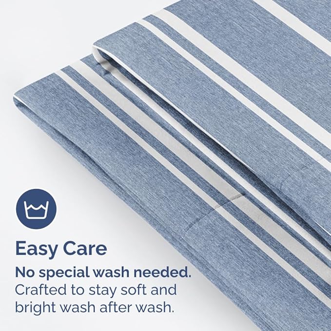 King Pillow Cases Set of 4 - Ultra Soft Hotel Quality Pillowcase Covers - Comfy, Cozy & Wrinkle Free - Shrinkage and Fade Resistant - Machine Washable Pillow Protectors - 4 Piece Set - Blue Stripes 3