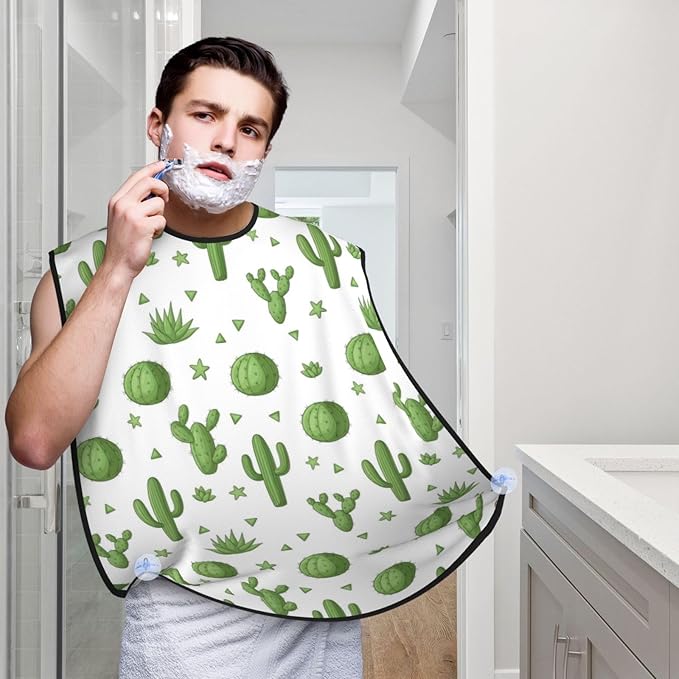 Men's Beard Maintenance Apron, Waterproof & Easy Clean, Cactus