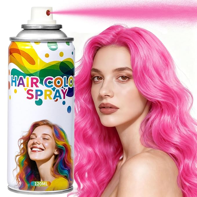 Pink Temporary Hair Color Spray - Washable & Natural One-Time Use Hair Wax for Women & Kids & Adults - Strong Hold for Halloween, Cosplay, Party, Washes Out Easily