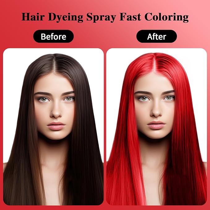 Temporary Hair Color Spray, Red Hair Dye, Hair Color For Women, Temporary Hair Dye, Washable, Easy To Colour, Mild Formula, Suitable For Various Hair Types, Works On All Hair Colors 120ml