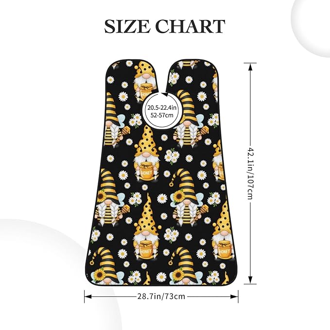 Adjustable Non-Stick Beard Apron, Hair Catcher Cape for Shaving Grooming, Waterproof with Suction Cups Men, Sunflower Bee Cute Cartoon Gnome Black Shave Bib