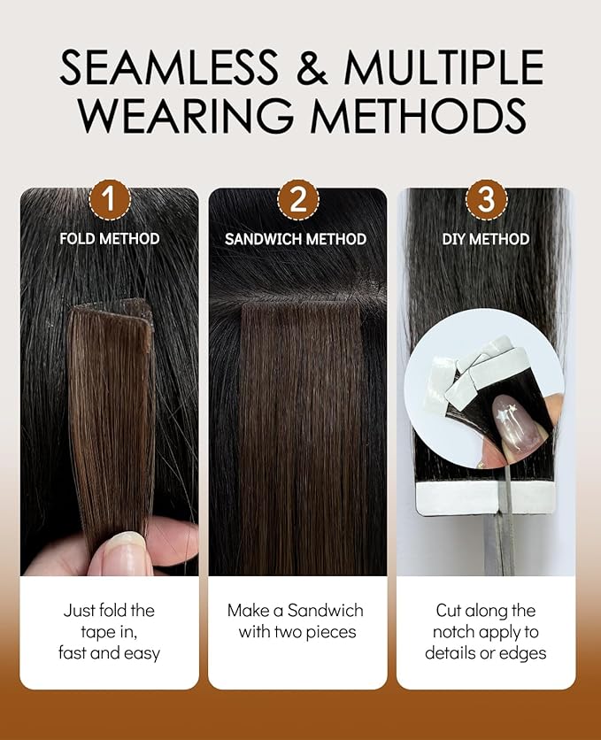 VINBAO Invisible Tape in Extensions Human Hair, 55g 20pcs Balayage Walnut Brown to Ash Brown and Blonde Seamless Injected Tape in Extensions Natural Look 20inch #3/8/22