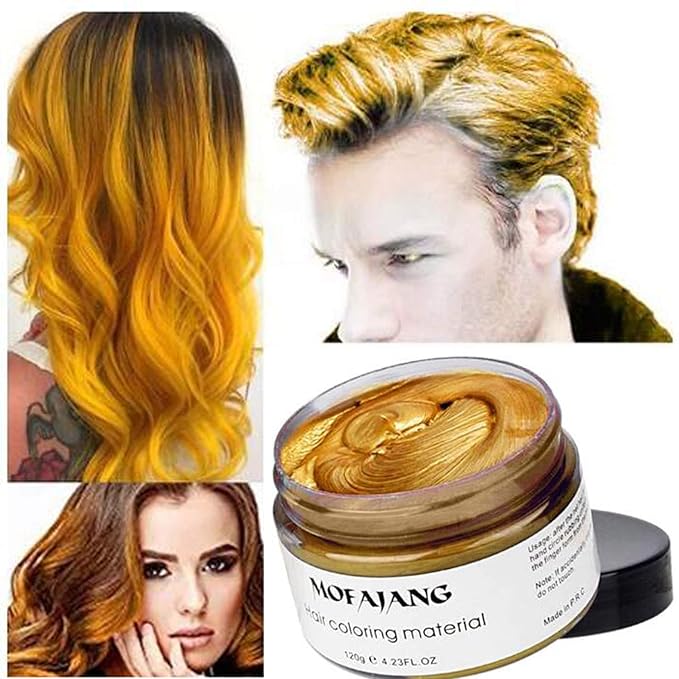 Temporary Hair Color Wax Dye,Hair Spray Color, Gold Hair Wax Color, Kids Temporay Hair Wax Dye Ash for Halloween Cosplay,Party,Masquerade (Gold, 120g)