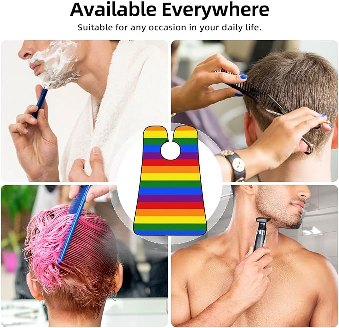 Non-Stick Beard Shaving Bib, Hair Catcher Apron with Suction Cups, Waterproof Grooming Tool for Men Husband, LGBT Pride Flag Rainbow Shave Bib