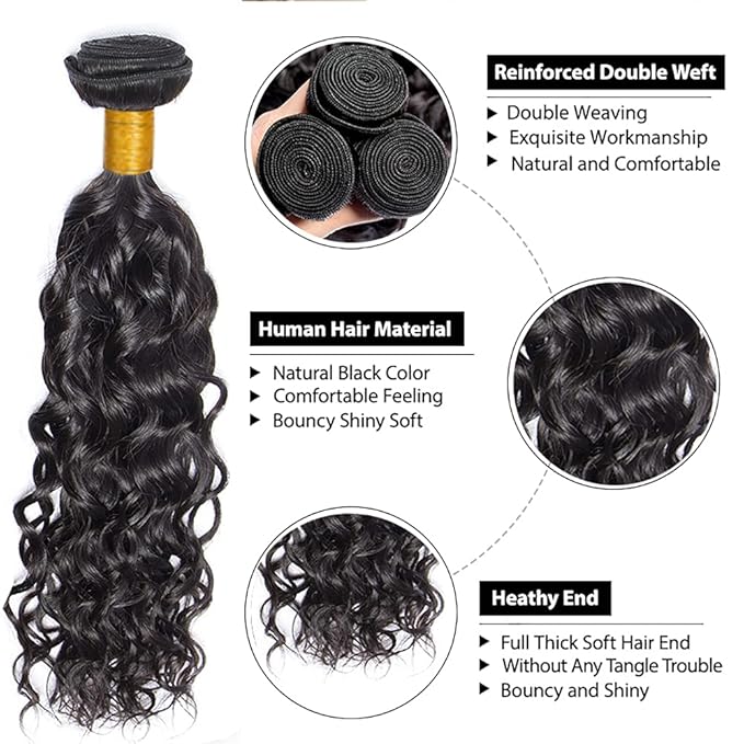 30 32 34 Inch Human Hair Bundles Color 1B Kinky Curly Bundles Niegmeag Peruvian Virgin Remy Hair Extensions Double Weft Soft and Silky Natural Black Curly Bundle Hair Weave