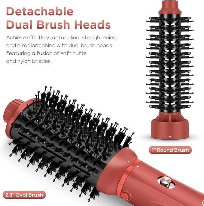 IG INGLAM Blow Dryer Brush Set, 5-in-1 Multi-Styler for Drying, Salon Blowouts, Smooth Curls, Sleek Styles, Ionic Hot Air Brush with Soft Tufts & Nylon Bristles for Frizz-Free Hair, Strawberry Bronze