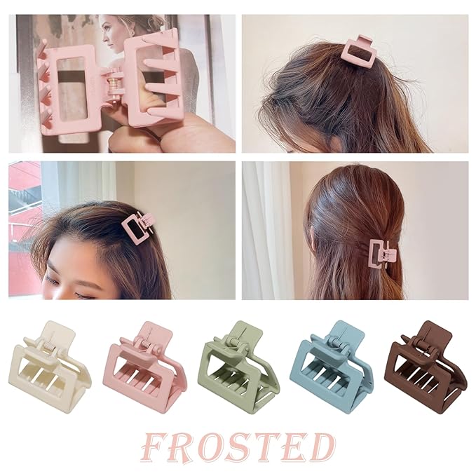 Cobinaan Medium Hair Clips for Women Girls, 2 x 1 x 1.8 inch, 8pcs Neutral Color, Claw Hair Clips for Thin/Medium Thick Hair, Hair Jaw Clips Nonslip Clips