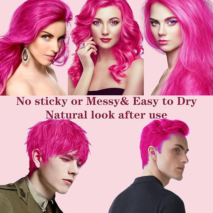 Pink Hair Color Wax Washable, Temporary Hair Color Dye for Kids, Natural Instant Color Wax Hairstyle Cream Hair Pomades for Women & Men Party Cosplay Halloween, Gifts for Teens