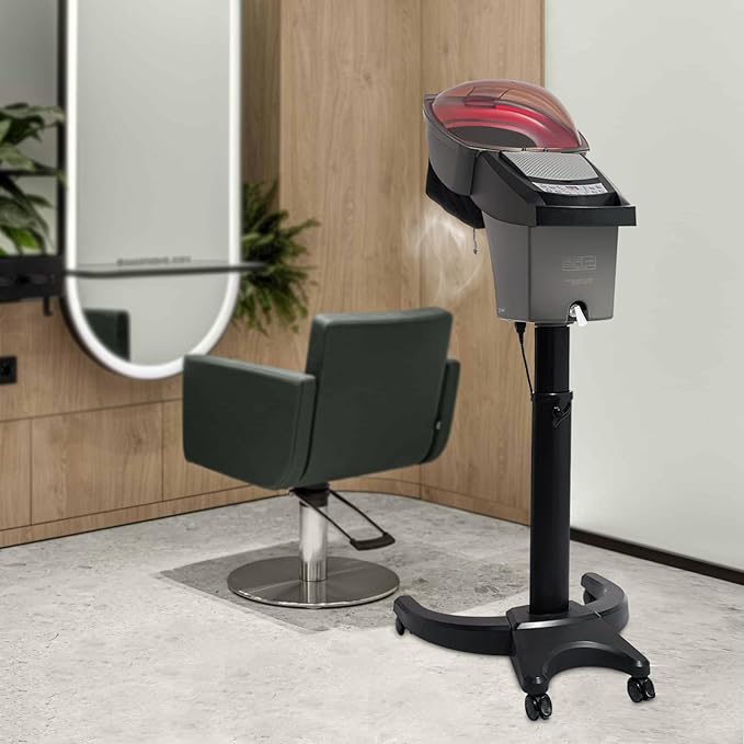 Professional Standing Hair Steamer 700W, Multi-Function Household Hair Salon Steamer with Hair Care Hood, 50-58.66in Adjustable Height, 7-Color Light for for Home, Beauty Salon Spa Equipment (Black)