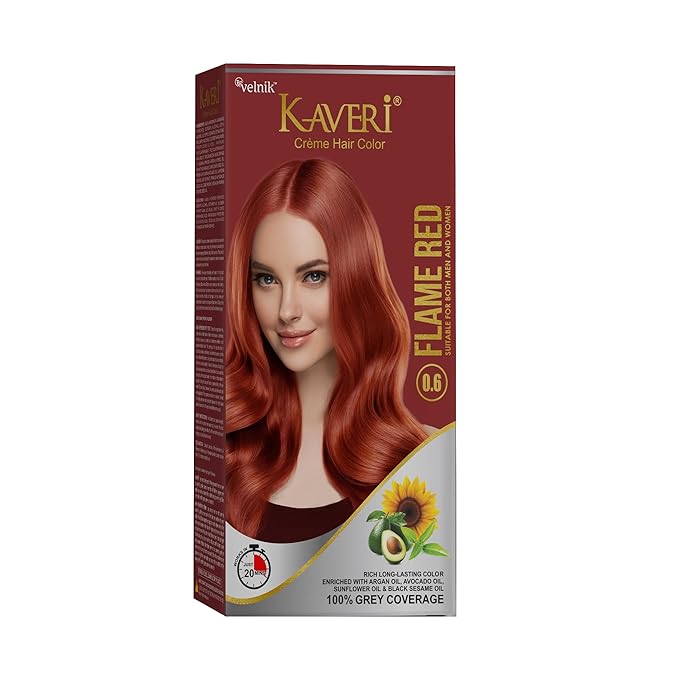 Creme Hair Color Permanent Hair Dye Color - With Improved Creme Formula for 100% Gray Coverage Ammonia Free Hair Color Dye for Rich Bright Long lasting (Flame Red, 3.04 Fl Oz)