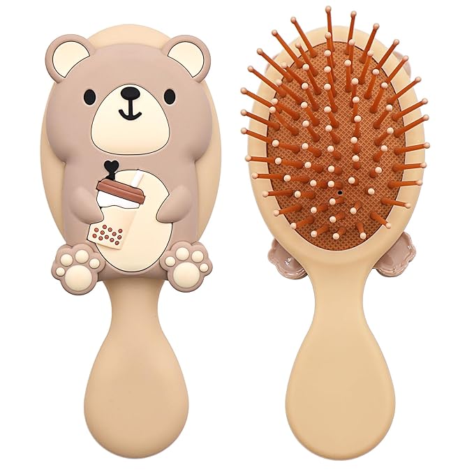 Toddler Soft Massage Comb - Mini Hairbrush for Thick, Curly, Thin, Long or Short Hair, Ideal for Travel (Beige)