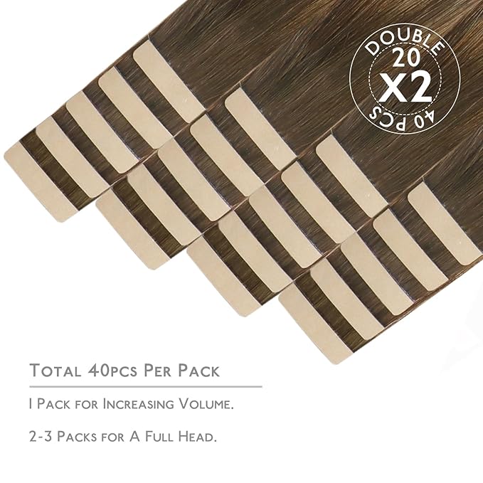 WENNALIFE Tape in Hair Extensions Human Hair, 40pcs 60g 10 inch Ombre Walnut Brown to Ash Brown and Bleach Blonde Hair Extensions Real Human Hair Straight Tape in Extensions Real Human Hair Extensions