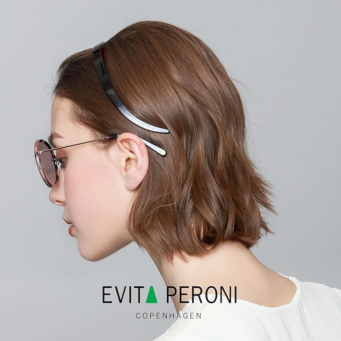 EVITA PERONI Hairband Designed for Eyewear, 3PCS - Basic Color - Tortoise & Amber & Black, Acetate, Fashion Thin Non-Slip Hair Accessories for Women Securing Hair