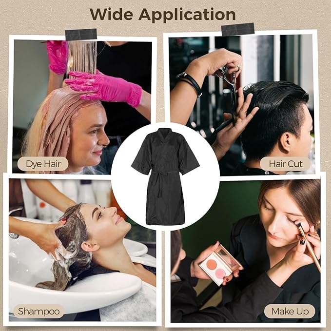 Homaisson 4 Pcs Black Haircutting Cape, Hair Capes for Salon Women, Polyester Salon Capes for Clients for Adults with Adjustable Waist