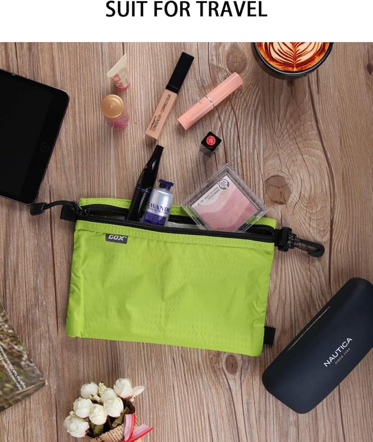 GOX Travel Toiletry Bag Carry On Zipper Pouch Cosmetic Kit Makeup Digital Bag Water Repellent Nylon (Green)