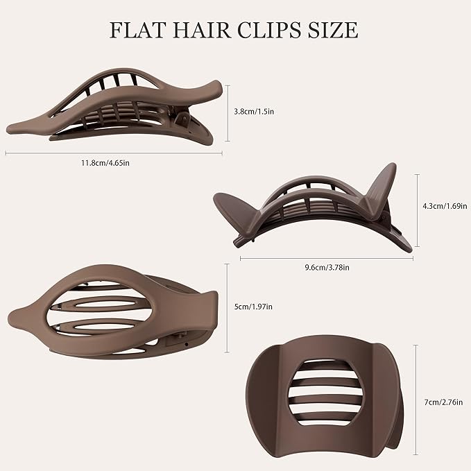 8 PCS Flat Hair Clips for Women French Matte Flat Claw Clips for Thick & Thin Hair No-Slip Hair Barrettes, Strong Hold Styling Accessories
