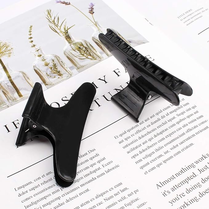Ondder Hair Clips for Styling Sectioning Black Butterfly Hair Clips Clamps Claws Pro Salon Hair Clips for Cutting, Styling, Sectioning, Coloring Hair styling Clips Butterfly Clips Hair Accessories for