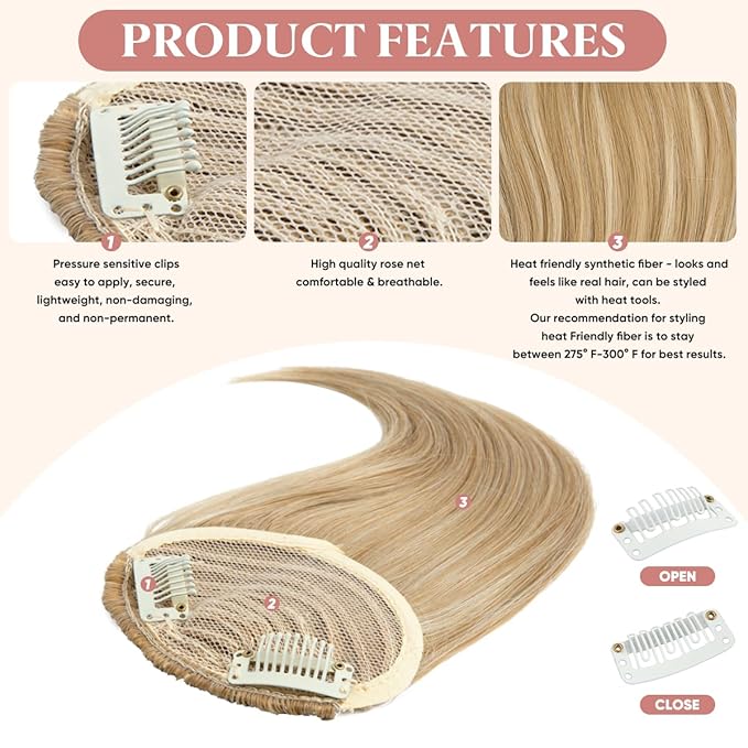 SARLA Black Brown Side Bangs Clip in Synthetic Hair Pieces Straight Bangs Extension for Women