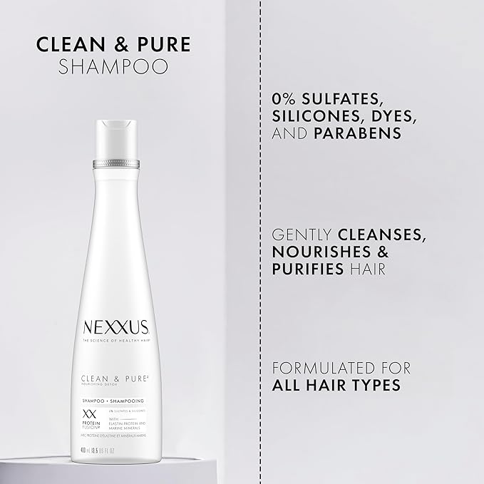 Nexxus Clean and Pure Clarifying Shampoo With ProteinFusion, For Nourished Hair Paraben-Free 13.5 oz