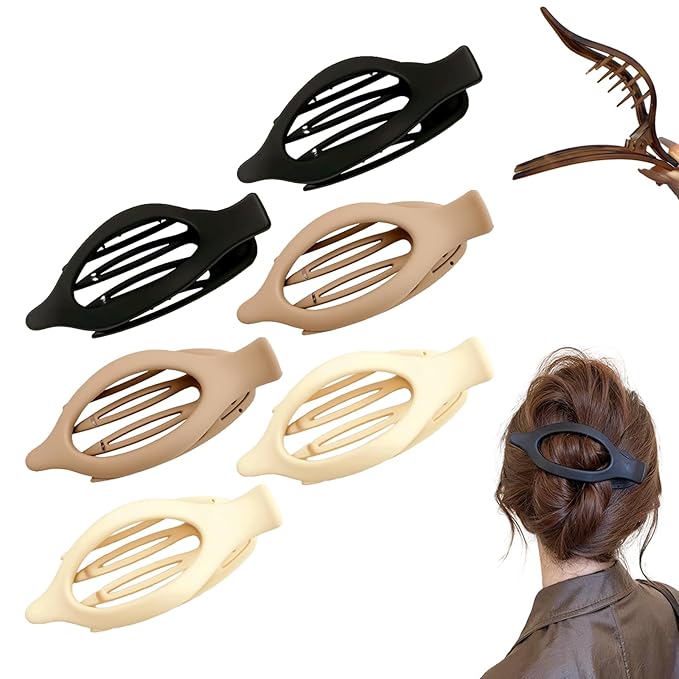 Flat Hair Clips for Women, French Hair Claw Clips for Thick, Thin, Long & Short Hair, Duck Billed Clips, No-Slip Grip Hair Styling Accessories for Women Girls Daily Use (MixA 6PCS)