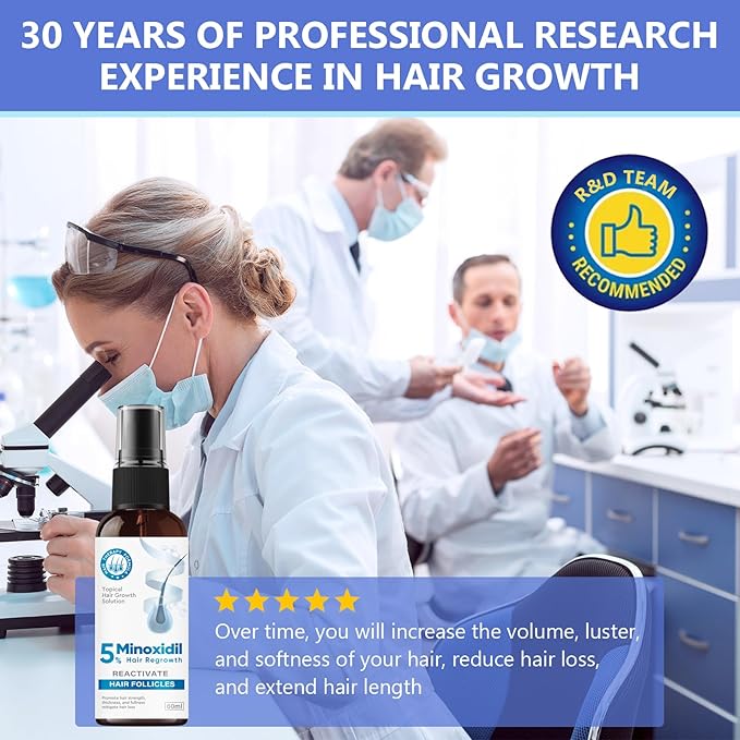 Minoxidil for Men, 5% Hair Growth Serum for Men And Women Combat Hair Loss and Thinning, Supports Thicker and Fuller Hair & Beard, 60ml