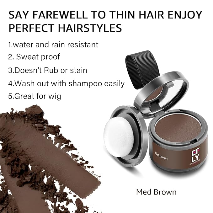Root Touch Up Hair Color For Concealing Hair Loss and Thinning, Gray Hair Shadow Root Cover Up Hairline Powder For Women Men Eyebrows, Beard Line (Med Brown)