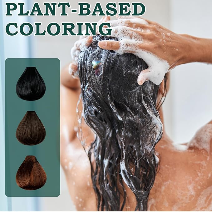 Mild Formula Long Lasting Hair Dye Set, Hair Color for Gray Coverage, Natural plant extracts, Long-Lasting Single Step Hair Dye with Nourishing Shampoo (Chestnut Brown)