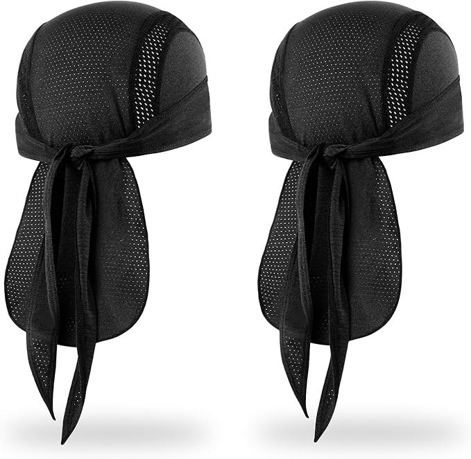 MELASA Do Rag Skull Cap Helmet Liner, Cooling Mesh Bandana Cap, Sweat Dew Rags Head Cover for Men Cycling Motorcycle Running