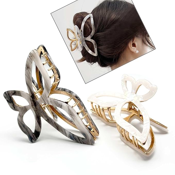 Large Butterfly Hair Claw Clip for Women - Secure Hold Metal Hair Clips for Thick Hair - Elegant Butterfly Design Hair Accessories for Styling (4.33 Inch, Multiple Colors)