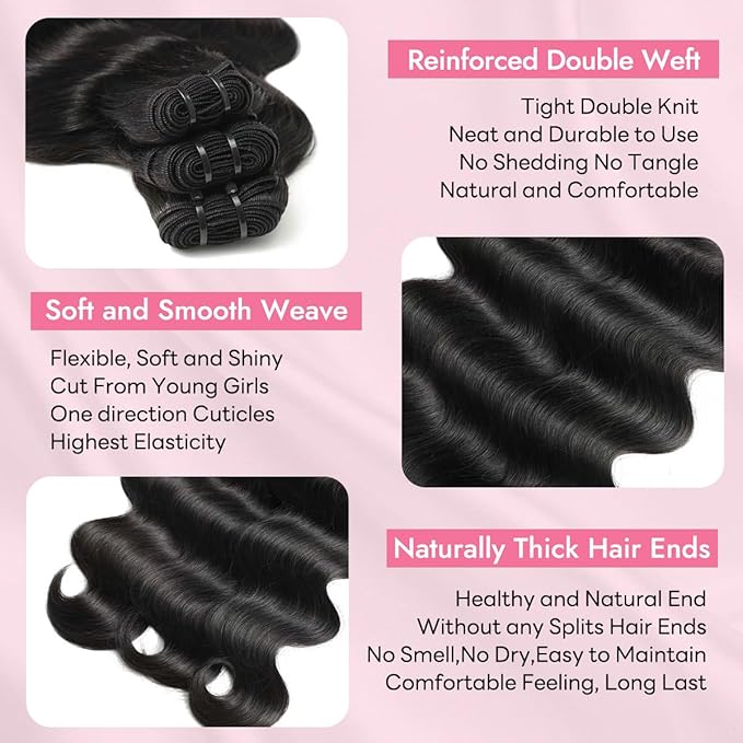 Clip in Hair Extensions Real Human Hair Body Wave 1B Natural Black Clip in 100% Brazilian Remy Human Hair Extensions 8pcs Per Set with 18 Clips Double Weft 16 Inch 90g/3.6oz