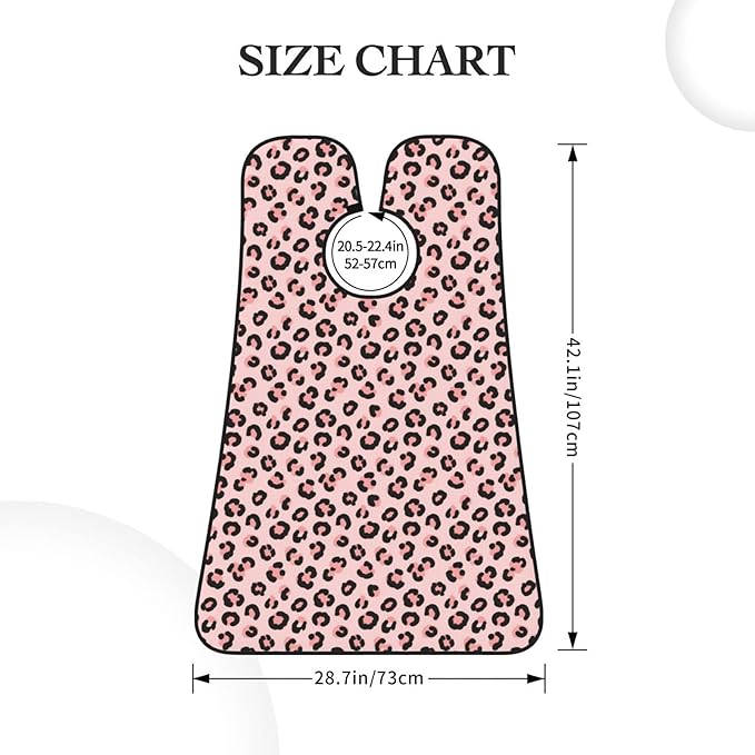 Stretchable Beard Cape, Non-Stick Hair Catcher for Trimming, Waterproof Grooming Apron, Cheetah Leopard Print Floral Pink