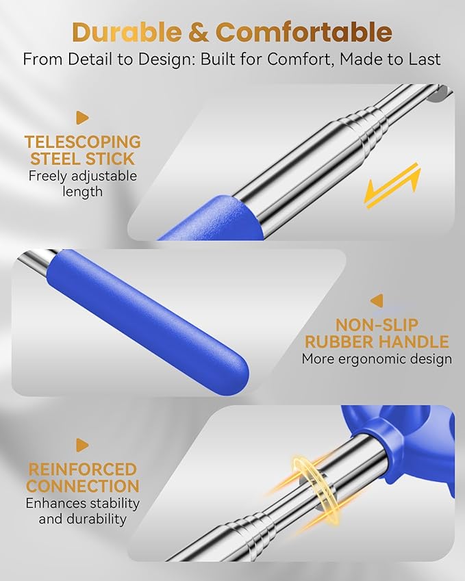Telescoping Back Scratcher with 5 Detachable Heads, Gifts for Christmas, Stocking Stuffers for Men, Women, Him, Her, Dad, Funny White Elephant Gifts for Adults, Gift Box Included