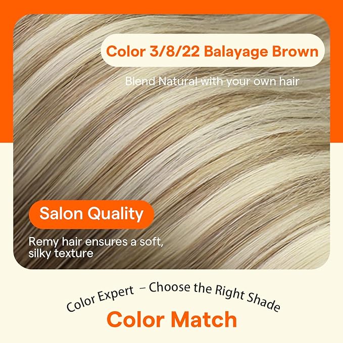 Full Shine Seamless Clip in Hair Extensions Real Human Hair, 18Inch Balayage Brown to Ash Brown Highlight Medium Blonde Clip in Hair Extension with PU Weft for Women, 4Pcs 85g