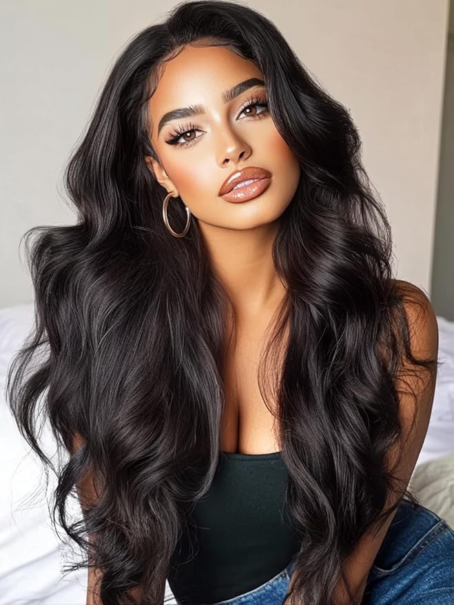 KLAIYI HD Real Scalp Wig 13x4 Lace Frontal Human Hair Wig Loose Body Wave with Face Framing Curtain Bangs Pre Everything Glueless 3S Wear and Go Precut Lace Pre Plucked Pre Bleached 180%Density 26Inch