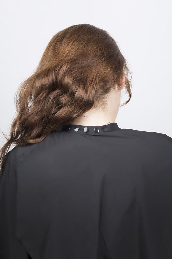Hair Cutting Cape - Large Lightweight Water Resistant Salon Cape with Snap Closure - 60in x 57.5in for Adults (Black)