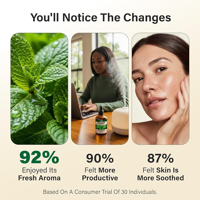 KUKKA Spearmint Essential Oils - 4 Fl Oz - for Hair, Skin, Diffuser, Aromatherapy & DIY Soap Making Scent