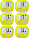 6 Pack Digital Kitchen Timers for Cooking Magnetic Timer for Cooking Loud Alarm Green