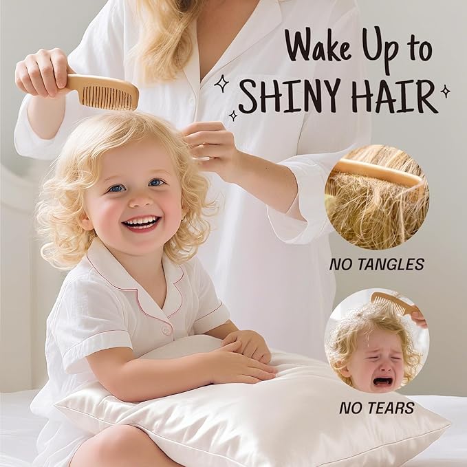 OLESILK Toddler 100% Mulberry Silk Pillowcase, Breathable Soft Smooth for Nursery Kids Night Sleeping, Silk Travel Pillow Cases with Hidden Zipper (1 Pack, Ivory, 13"x18")