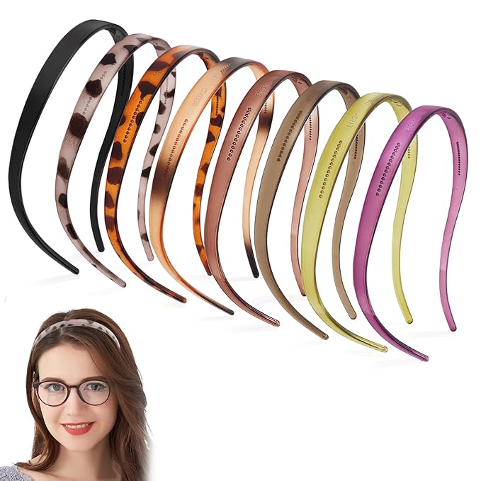 CAVETEE Headbands for Glasses Wearers, 8 Pack Womens Headbands for Glasses Wearers Non Slip Elastic Hairbands Cute Hair Accessories for Women & Girls