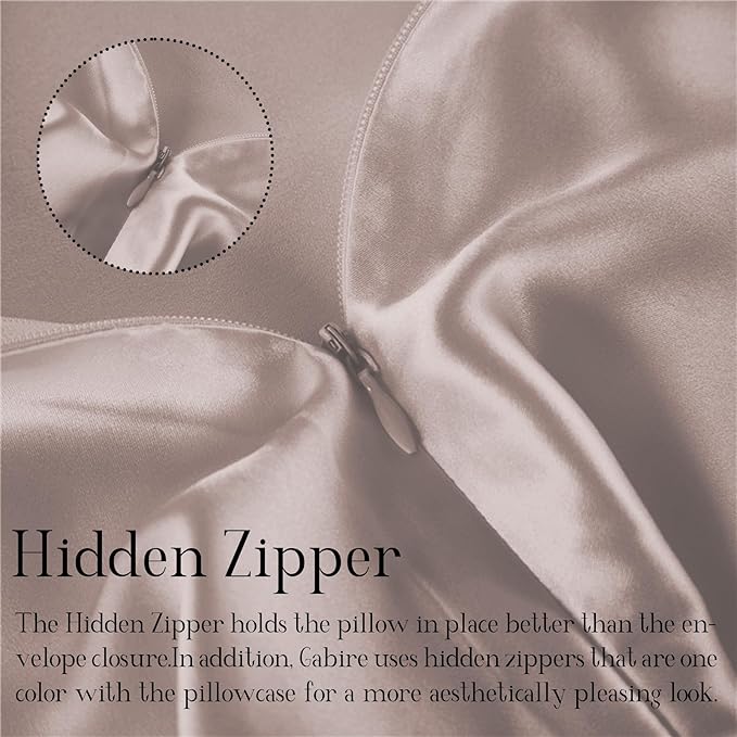 Mulberry Silk Pillowcase for Hair and Skin Prevent Acne Pillowcase Both Sides Real Silk Pillowcases Organic Silk Pillowcase with Hidden Zipper, Apricot Grey, Standard (20"×26")