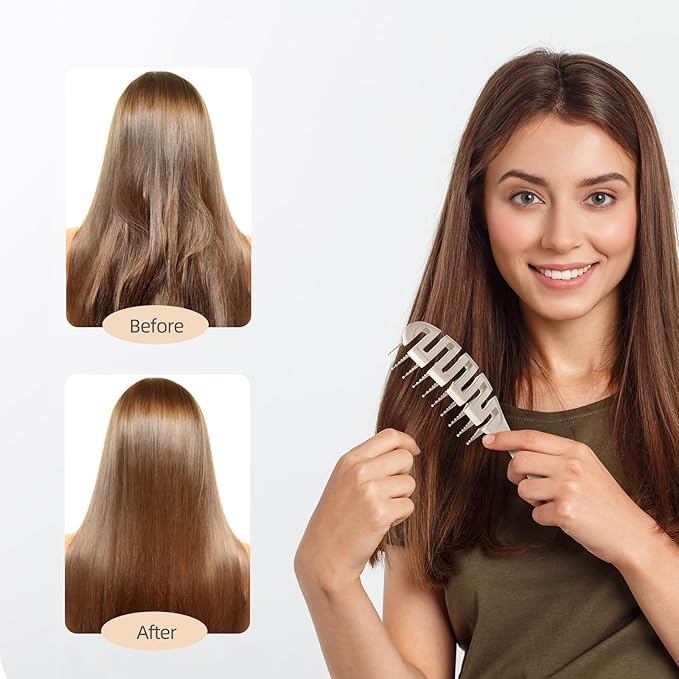 Detangler Hairbrush, Soft Bristle Detangling Brush for Straight, Wavy,Curly and Fine Hair, Dry and Wet, Quick Smoothing for Women and Men, Eco-Friendly & Sustainable Material (Natural)