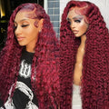 BVLBVL 26 Inch 99j 13x6 HD Lace Front Wigs Human Hair 250% Density Deep Wave Lace Front Wigs Pre Plucked Burgundy Wig Human Hair Wet And Wavy No Tangle No Shedding Triple Lifespan 3x