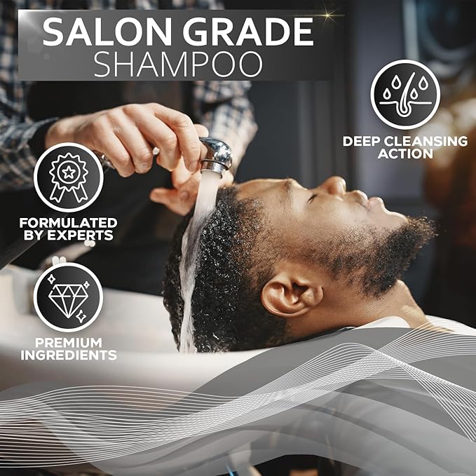 Shampoo for Men - Tea Tree Oil and Peppermint - Sulfate Free, Paraben Free - Clarifying, Refreshing, Volumizing & Moisturizing Hair Thickening Formula - Ideal for Oily Hair, Dry Scalps and Build Up