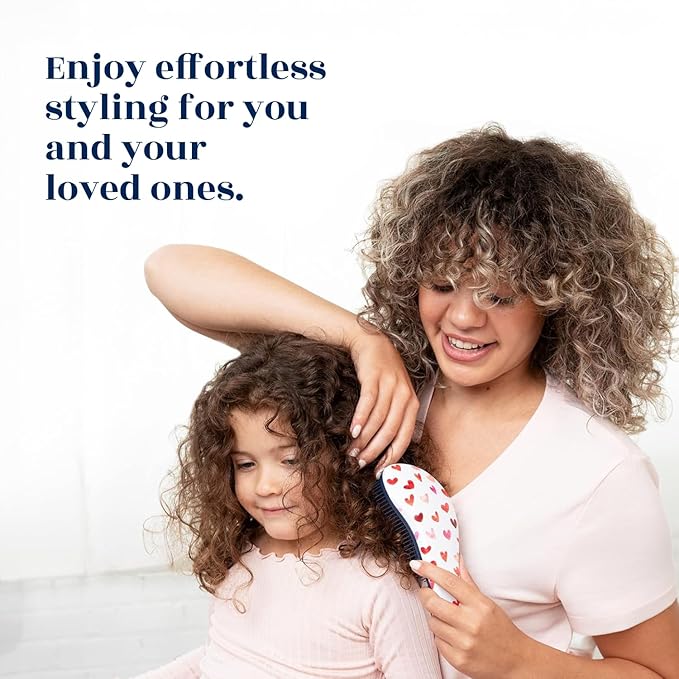 Crave Naturals Glide Thru Detangling Hair Brush for Adults and Kids - Detangler Hairbrush for Curly or Straight, Wet or Dry Hair - Gentle on Tangles Comb - Purple and Pink Hearts (Pack of 2)
